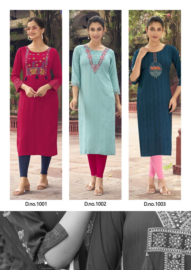 Charvee By Karissa Weaving Rayon Designer Kurtis Wholesalers In Delhi